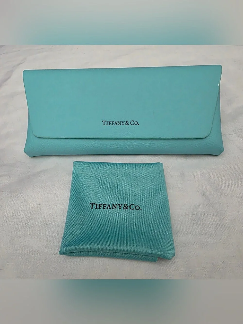 Tiffany & Co. Signature Blue Leather Eyewear Case and Silky Lens Cleaning Cloth